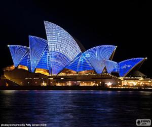 пазл Сиднейский оперный театр ночью